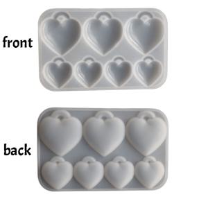 TEMU 3D 대형 하트 펜던트 실리콘 몰드, 하트 모양 거울 드롭 레진 공예 몰드 (걸이 구멍 포함)