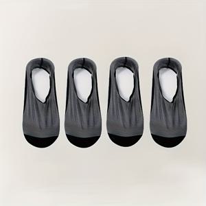 TEMU 여름용 메쉬 로우컷 투명 통기성 얇은 아이스 땀 흡수 미끄럼 방지 보트 양말 4켤레