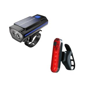 TEMU 타입-C USB 충전식 태양광 전원 LED 자전거 앞등 및 후미등 세트, 핸들바 장착 방수 불가 ABS 자전거 조명 콤보 폴리머 리튬 배터리 포함