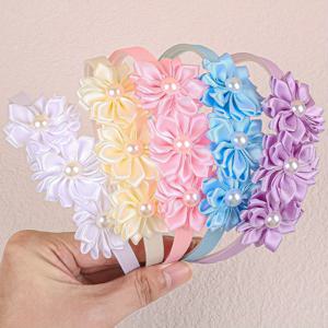 TEMU 천사 테마 멀티컬러 꽃잎 헤어밴드 5pcs 세트 - 레이어드 꽃잎 & 액센트, 웨딩, 프롬, 크리스마스, 졸업식 헤어 액세서리 (사계절 착용 가능)