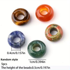 TEMU 5X10mm 천연석 비즈 5개 세트 (라피스 및 호랑이 눈 사용), 큰 구멍 특징. 팔찌, 목걸이, 귀걸이 등 독특한 주얼리 제작 및 수공예 프로젝트에 적합. 남성 A에게 완벽한 선물.