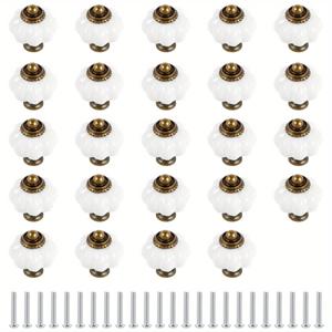 TEMU 24개 빈티지 스타일 아크릴 호박 캐비닛 손잡이 | 광택 알루미늄 엔드, 서랍, 찬장, 화장대용 나사 포함 - 홈 데코레이션용 장식 손잡이