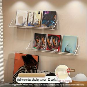 TEMU [소형] 벽걸이 CD & 바이닐 레코드 디스플레이 랙 - 홈 데코용 드릴 없음 아크릴 선반, 음악 앨범, 책 및 소품용 다목적 보관 정리함, 음악 보관 정리함 | 현대 홈 데코 | 아크릴 구조, CD 홀더