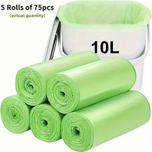 TEMU 5롤 75개/100개 쓰레기 봉투, 17.72X19.69인치, 플라스틱, 다용도, 가정, 주방, 비즈니스, 학교, 사무실, 야외, 욕실, 전문가용, 일회용