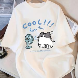 TEMU 어린이 여름 만화 티셔츠 - 멋지다! 재미있어! 개 디자인, 남아 및 여아용 루즈핏 반팔 티, 캐주얼 크루 넥 탑, 장난기 있는 그래픽, 세탁기 사용 가능, 어린이를 위한 편안한 옷