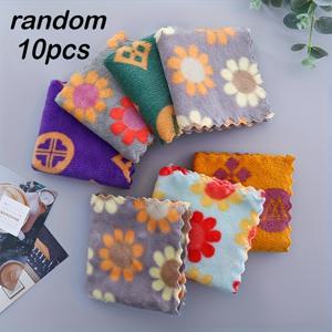 TEMU 10개입 프린팅 사각 타월, 코랄 벨벳 소재, 두껍고 흡수력 우수, 탈모 방지. 가정용 핸드 타월, 주방 닦이, 다목적 청소 타월, 길이 9.84인치, 너비 9.84인치