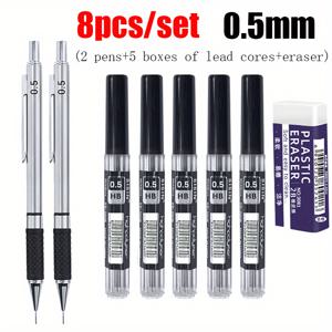 TEMU 미끄럼 방지 소프트 그립 자동 연필 8개 세트 (교체용 연필심 및 지우개 포함), 스케치 및 필기용으로 적합, 선생님을 위한 선물 또는 신학기 사무용품으로 완벽