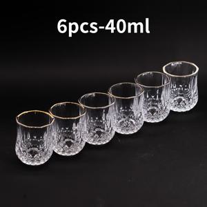 TEMU 남자친구나 아버지에게 딱 맞는 바, 파티, 레스토랑용 골든 림 텍스처 유리 샷잔 위스키 및 보드카용 40ml 6개 세트