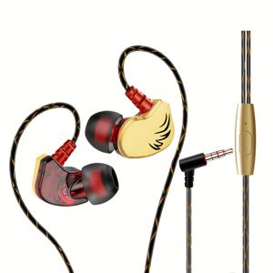 TEMU 슈퍼 베이스, 3.5mm 잭, 핸즈프리 기능을 위한 마이크가 특징된 유선 스포츠 이어폰