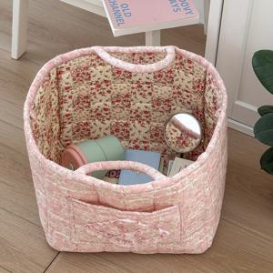 TEMU 가정용 꽃 보관 바구니, 정리용 천 바구니, 대용량 잡동사니 바구니, 꽃 무늬 보관 바구니, 선반 바구니|가방|토트백|보부상가방