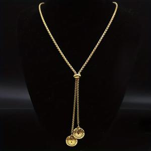 TEMU 2025년 여성 패션 스테인리스 스틸 생명의 꽃 목걸이 골드 롱 목걸이 주얼리