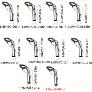TEMU 다양한 크기의 스테인리스 스틸 낚싯대 수리 도구 10개 세트 (낚싯대 수리 액세서리 및 세라믹 가이드 포함) - 내구성이 뛰어난 낚싯대 수리 키트