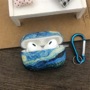 TEMU Starry Night TPU 하드 쉘 케이스, for AirPods 1/2/3/4, Pro 2 & Pro 무선 이어폰용 - 스크래치 및 충격 방지, 경량, 예술적인 파란색 및 노란색 디자인, 보호 이어폰 케이스 | 예술적인 이어폰 케이스 | 내구성 있는 헤드폰 케이스, 헤드폰 보관