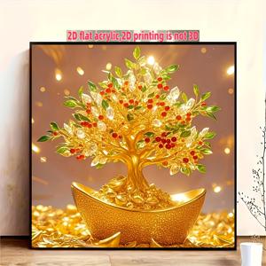 TEMU 2D 평면 프린팅, 1개 5D 머니 트리 페인팅 세트, DIY 카툰 테마 아크릴 원형, 사업 번영 아트 디자인, 사무실 및 홈 데코레이션에 적합, 친구와 가족을 위한 이상적인 선물 - 다양한 사이즈 페인팅 세트 (20x20) (30x30) (40x40) cm