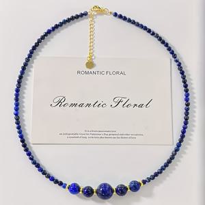 TEMU 1개 우아한 라피스 라즐리 펜던트 목걸이, 골드 체인 포함 - 별이 빛나는 하늘 디자인의 빈티지 수공예, 공식 행사, 비즈니스 미팅 및 가족 모임에 이상적. 이 우아한 목걸이의 정교한 장인 정신.