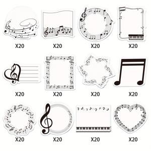 TEMU 음표 스티커 메모패드 - 트레블 클래프, 하트 & 별 모양의 자체 접착식 메모 패드, 사무실/학교/파티 용품 - 음악 애호가를 위한 창의적인 문구류|편지지