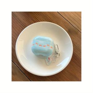 TEMU 라이트 블루 프레시 오션 로우 오브 피시 일러스트레이션 이어폰 케이스 + 하이잉 태그 이어폰 케이스 애플용으로 적합한 AirPodsPro2 케이스/AirPodsPro 케이스/AirPods4 케이스/AirPods3 케이스/AirPods2 케이스