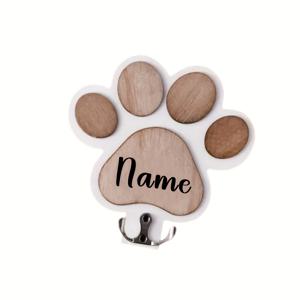 TEMU 맞춤형 발자국 나무 개 목줄 걸이, 커스텀 각인 벽걸이, 목걸이, 코트, 벨트에 적합 - 내구성 있는 나무 소재와 발자국 디자인, 반려동물 애호가를 위한 완벽한 장식 기념품 선물