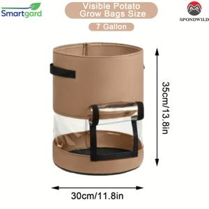 TEMU 스폰드와일드 1개/2개 감자 재배용 플랩 포함 7갤런 260g 두꺼운 재사용 가능 식물 재배백, 손잡이 및 뿌리 성장 확인 가능, 감자, 양파, 토마토, 당근용 홈 가드닝