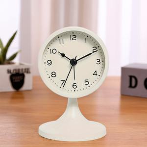 TEMU 1개 5인치 금속 알람 시계, 빈티지 크리에이티브 무소음 데스크 시계, 홈 거실용, 학생 침대 옆 야간 조명 시계, 배터리 미포함|시계|침대협탁|후레쉬