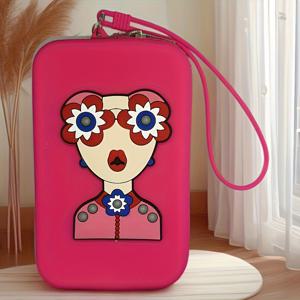 TEMU 여신 프린트 실리콘 메이크업 파우치, 비치 핸드백, 휴대용 코인 지갑 및 키 오거나이저, 여행 클러치