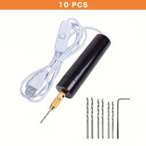 TEMU 미니 드릴 세트 10pcs/110pcs/410pcs USB 전원 미니 드릴 키트, 렌치 및 헥스 키 플라이어 포함, 레진 주조 몰드, DIY 열쇠고리 공예 도구 - 레진·플라스틱·목재·폴리머 클레이 펜던트 제작용. 다양한 요구를 충족하는 세 가지 세트