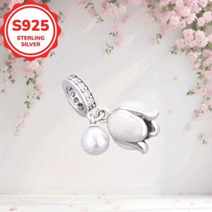 TEMU 1개 925 순은 로맨틱 우아한 장식 펜던트 비즈, 주얼리 제작용 팔찌 및 목걸이, 일상 또는 생일 선물