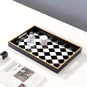 TEMU 우아한 유리 트레이 - 디저트, 에피타이저 및 서빙용 - 기하학적 그리드 모던 데코 서빙 접시, 크리스마스, 발렌타인데이, 웨딩, 홈 다이닝 테이블 센터피스용 유리 플래터, 비식품 접촉용