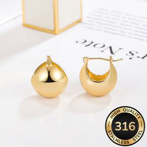 TEMU 알러지 방지 18K 골드 도금 스테인리스 스틸 홀 귀걸이. 변색 방지, 심플하고 우아한 디자인의 고품질 여성용 귀걸이로 데일리 및 파티 착용에 적합. 여성을 위한 세련된 액세서리로 완벽한 선물