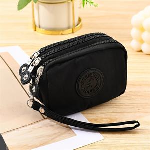 TEMU 빈티지 스타일 3-지퍼 여성 미니 동전 지갑 - 내구성 있는 폴리에스터 컴팩트 클러치, 카드 슬롯, 현금 및 동전 보관, 자수 없음, 색상으로 제공, 귀여운 지갑, 일상 액세서리, 패션 동전 가방, 부드러운 질감