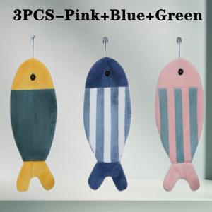 TEMU 3개 만화 물고기 매달린 마이크로화이버 두꺼운 손수건, 흡수력 좋은 초소프트 수건, 걸이형 흡수성 손수건, 변색 없음, 탈모 없음, 빠른 건조, 주방, 욕실, 화장실에 적합, 부드러운 원단, 다양한 색상 가능, 손수건, 주방용 손수건, 주방용 수건, 욕실용 손수건, 욕실 액세서리, 주방용 수건|변기부속품