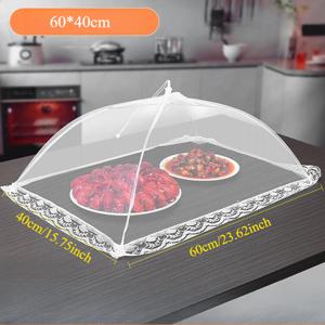 TEMU 대형 두꺼운 메쉬 식품 커버 - 휴대용, 먼지 방지 및 곤충 방지 주방 가제트, 우아한 레이스 트림, 야외 바베큐 및 가족 모임에 완벽, 야외 식사 커버 | 장식용 테이블 커버 | 내구성 있는 메쉬 커버
