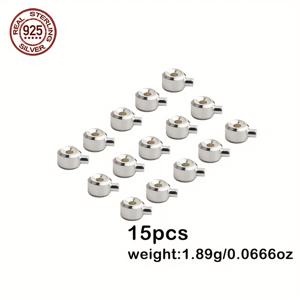 TEMU 925 스테인레스 실버 보석 클래프 비즈 세트 15개 - DIY 목걸이 고정 커넥터, 손쉽게 사용할 수 있는 공예 용품, 공예, 목걸이 액세서리, 세련된 금속 마감, 내구성 있는 금속 구조|은목걸이