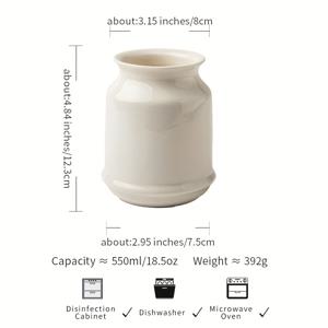 TEMU 1개 화이트 세라믹 보관용기 - 직선형 플레어드 마우스 주방용품 정리함, 젓가락·포크·펜 수납용 멀티 홈 데코 컨테이너, 슬림 디자인 매끄러운 마감