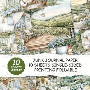 TEMU 10장 A4 프랑스 시골 스타일 스크랩북 용지 세트, 수제 스크랩 다이어리용지, 장식 공예용지, 크래프트 소품 스크랩북 용지, 선물 포장지