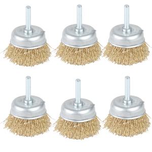 TEMU 4/6/8개 세트 스틸 와이어 컵 브러시, 1/4인치 라운드 핸들, 1.97인치/50mm 스틸 와이어 브러시 세트, 녹/부식/페인트 제거용