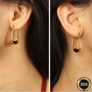 TEMU 여성용 알러지 방지 스테인리스 스틸 귀걸이 - 저자극 스퀘어 스터드, 데일리웨어, 파티, 민감성 피부에 적합한 주얼리 - 크리스마스 선물, 연중 사용 가능 (변색 방지, 우아함)