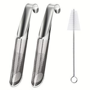 TEMU 3피스 스테인리스 스틸 티 인퓨저 세트 - 멀티펑셔널 메쉬 스트레이너, 체인, 청소 브러쉬 포함, 잎차용 티 준비 도구|광택 마감|내구성 있는 메쉬 디자인
