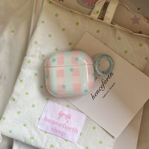 TEMU 컬러풀 체크무늬 별무늬 이어폰 케이스, 애플 에어팟 프로 2 케이스/에어팟 프로 케이스/에어팟 4 케이스/에어팟 3 케이스/에어팟 2 케이스/패셔너블 여성용 이어폰 케이스/심플 이어폰 케이스