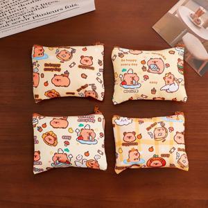 TEMU 4개 세트, 스타일은 랜덤으로 배송, 스타일리시한 카피바라 동전 지갑, 귀여운 헤드폰 파우치, 만화 물 돼지 휴대용 수납 가방