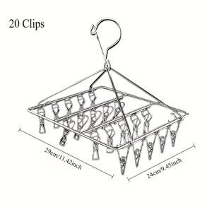 TEMU 20개 클립 다기능 빨래줄, 스테인리스 스틸 소재, 튼튼한 멀티 클립 건조대, 발코니, 세탁실, 욕실용