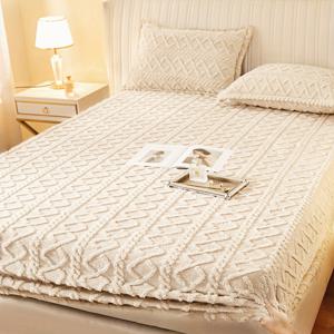 TEMU 1개 럭셔리 따뜻한 플러시 매트리스 커버, 단색 초소프트 포근한 플러시, 세탁기 사용 가능 & 관리 쉬움, 베개 코어 및 케이스 제외, 겨울철 보온, 침실, 기숙사, 홈스테이에 필수, 사계절 벨벳 매트리스 패드|이불|매트리스커버|패드