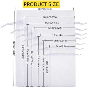 TEMU 100개 오간자 백, 다양한 사이즈 화이트 선물용 백, 투명 오간자 백, 끈 조절 메쉬 백, 보석 백, 대량 선물용 백, 사탕, 과일, 비누, 결혼식, 생일, 크리스마스, 휴일, 파티 선물용 백