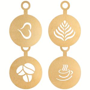 TEMU 커피 플라워 풀링 스텐실 4개 세트 - 라떼 카푸치노 플라워 풀링 스텐실, 커피 리스 몰드, 커피 플라워링 케이크 도구