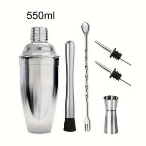 TEMU 6pcs 전문가용 스테인리스 스틸 바텐더 세트 (스탠드 포함) – 칵테일 측정컵, 쉐이커, 무들러, 스트레이너, 바 스푼, 아이스 크러셔, 믹싱 도구 포함 – 가정 바 및 레스토랑을 위한 완벽한 바리스타 키트