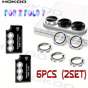 TEMU 6pcs 2Set 카메라 삼성 갤럭시 Z 폴드 7 카메라 렌즈 보호기, 블링 글리터 개별 방수 금속 링 강화 유리 카메라 스크린 보호기 (글리터 다색) 원클릭 포지셔닝 쉬운 설치