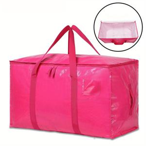 TEMU 1개 초강력 이동용 가방, 편안한 손잡이 및 강력한 지퍼 포함 - 대학 용품을 위한 공간 절약형 보관 토트백, 집, 사무실 또는 이사 필수품을 위한 내구성 있는 핑크 오거나이저, 이사 필수품 가방 | 생동감 있는 수납 가방 | 튼튼한 손잡이 가방, 여행용 가방