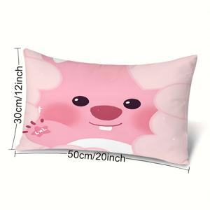TEMU 1개 루피스 귀여운 핑크 캐릭터 쿠션 커버 - 12x20인치 소프트 폴리에스터 지퍼형, 세탁 가능, 사랑스러운 하트 & 루피스 얼굴 디자인, 침대/소파/사무실 장식용 (쿠션 내장 없음)