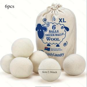 TEMU 6개입 XL 핸디 세탁 건조볼 - 6cm, 천연 섬유유연제, 재사용 가능, 주름 감소 및 건조 시간 단축, 플라스틱 볼 대체, 옷 건조에 이상적, 건조볼|재사용 세탁볼|유연제 대체제