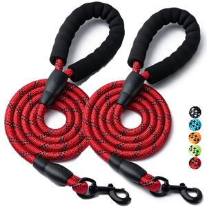 TEMU 2개 세트 미끄럼 방지 그립 강아지 리쉬 - 5피트 길이, 반사 나일론 로프, 대형, 중형, 소형견용 - 훈련, 산책, 하이킹, 야간 안전에 이상적 - 모든 견종을 위한 내구성 및 경량 애완동물 리쉬, 강아지와 산책용, 줄무늬 패턴 리쉬, 편안한 패딩 핸들, 대형견용 나일론 개줄, 애완동물 산책 가이드, 강아지 액세서리, 견고한 개줄